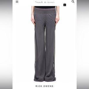NWOT Rick Owens Grey (Gray) Silk High Waisted Wide Leg Pants